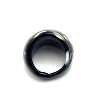 Handmade Glass Acrylic Ring Silver Noir's Radiance Infinity Band