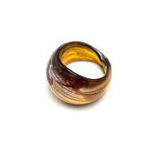 Handmade Glass Acrylic Ring Silver Radiance Amber Luster Infinity Band