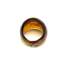 Handmade Glass Acrylic Ring Silver Radiance Amber Luster Infinity Band
