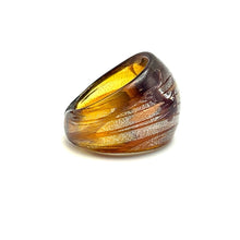 Handmade Glass Acrylic Ring Silver Radiance Amber Luster Infinity Band