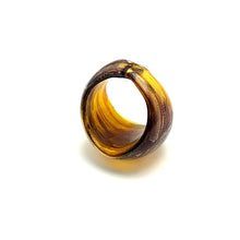 Handmade Glass Acrylic Ring Silver Radiance Amber Luster Infinity Band