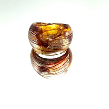 Handmade Glass Acrylic Ring Silver Radiance Amber Luster Infinity Band