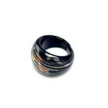 Handmade Glass Acrylic Ring Silver Radiance Noir Infinity Band