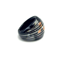 Handmade Glass Acrylic Ring Silver Radiance Noir Infinity Band