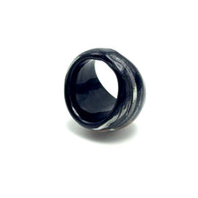 Handmade Glass Acrylic Ring Silver Radiance Noir Infinity Band