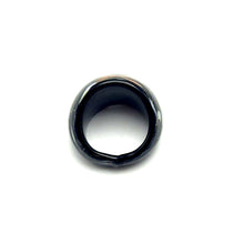 Handmade Glass Acrylic Ring Silver Radiance Noir Infinity Band
