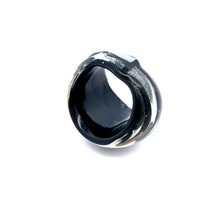 Handmade Glass Acrylic Ring Silver Radiance's Noir Infinity Band