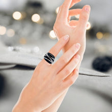 Handmade Glass Acrylic Ring Silver Streak Urban Edge Infinity Band