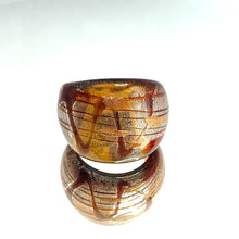 Handmade Glass Acrylic Ring Silver Stroke Amber Symphony Infinity Band