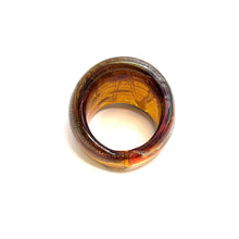 Handmade Glass Acrylic Ring Silver Stroke Amber Symphony Infinity Band
