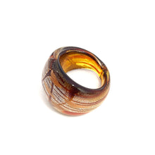 Handmade Glass Acrylic Ring Silver Stroke Amber Symphony Infinity Band