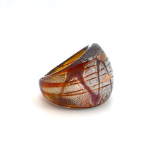 Handmade Glass Acrylic Ring Silver Stroke Amber Symphony Infinity Band