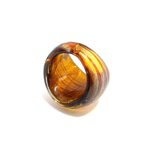 Handmade Glass Acrylic Ring Silver Stroke Amber Symphony Infinity Band
