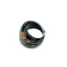 Handmade Glass Acrylic Ring Silver Stroke Artistic Infinity Band