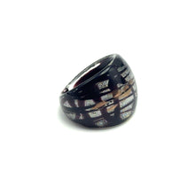 Handmade Glass Acrylic Ring Silver Stroke Elegance Harmonic Infinity Band
