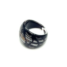 Handmade Glass Acrylic Ring Silver Stroke Elegance Harmonic Infinity Band