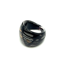 Handmade Glass Acrylic Ring Silver Stroke Infinity Band