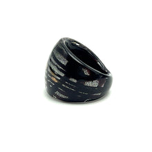 Handmade Glass Acrylic Ring Silver Stroke Infinity Band