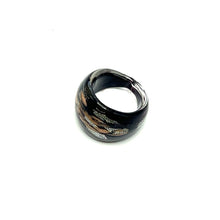 Handmade Glass Acrylic Ring Silver Stroke Unique Infinity Band