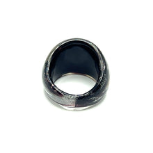 Handmade Glass Acrylic Ring Silver Stroke Unique Infinity Band