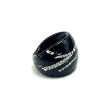 Handmade Glass Acrylic Ring Silver Urban Edge Streak Infinity Band