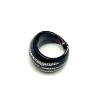 Handmade Glass Acrylic Ring Silver Urban Edge Streak Infinity Band