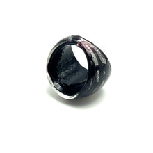 Handmade Glass Acrylic Ring Silverly Stroked Infinity Band