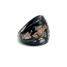 Handmade Glass Acrylic Ring Silverly Stroked Infinity Band