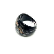 Handmade Glass Acrylic Ring Silverly Stroked Infinity Band