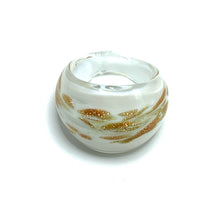 Handmade Glass Acrylic Ring Snowfall Delight Gilded Infinity Band