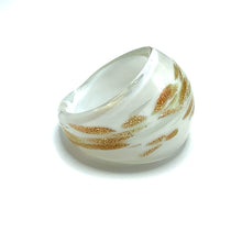 Handmade Glass Acrylic Ring Snowfall Delight Gilded Infinity Band