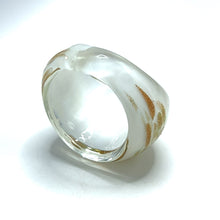Handmade Glass Acrylic Ring Snowfall Delight Gilded Infinity Band
