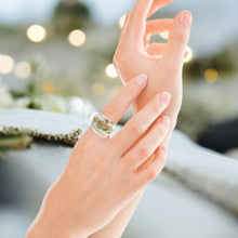 Handmade Glass Acrylic Ring Snowfall Gilded Delight Infinity Band