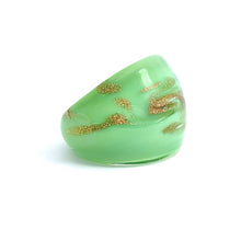 Handmade Glass Acrylic Ring Sparkled Mint Golden Elegance Infinity Band