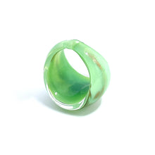 Handmade Glass Acrylic Ring Sparkled Mint Golden Elegance Infinity Band