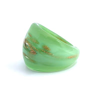 Handmade Glass Acrylic Ring Sparkled Mint Golden Elegance Infinity Band
