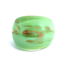 Handmade Glass Acrylic Ring Sparkled Mint Golden Elegance Infinity Band