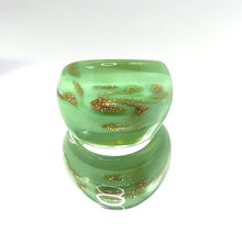 Handmade Glass Acrylic Ring Sparkled Mint Golden Elegance Infinity Band