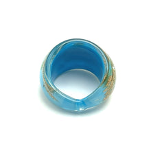 Handmade Glass Acrylic Ring Sparkly Cerulean Splendor Infinity Band