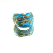 Handmade Glass Acrylic Ring Sparkly Cerulean Splendor Infinity Band