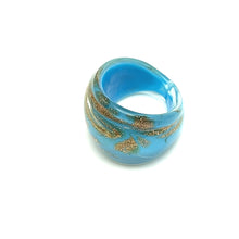 Handmade Glass Acrylic Ring Sparkly Cerulean Splendor Infinity Band