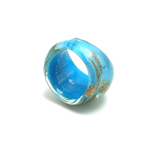 Handmade Glass Acrylic Ring Sparkly Cerulean Splendor Infinity Band