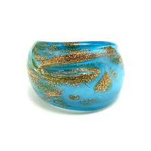 Handmade Glass Acrylic Ring Sparkly Cerulean Splendor Infinity Band