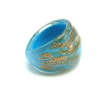 Handmade Glass Acrylic Ring Sparkly Cerulean Splendor Infinity Band