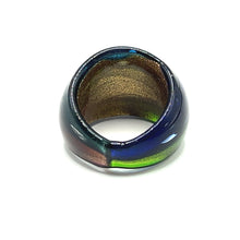 Handmade Glass Acrylic Ring Spectrum Glow Mosaic  Infinity Band