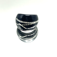 Handmade Glass Acrylic Ring Streak Edge Urban Silver Infinity Band