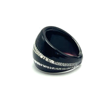 Handmade Glass Acrylic Ring Streak Edge Urban Silver Infinity Band