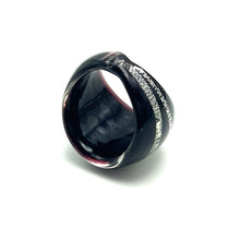 Handmade Glass Acrylic Ring Streak Edge Urban Silver Infinity Band