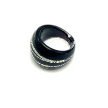 Handmade Glass Acrylic Ring Streak Edge Urban Silver Infinity Band