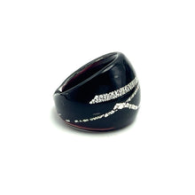 Handmade Glass Acrylic Ring Streak Edge Urban Silver Infinity Band